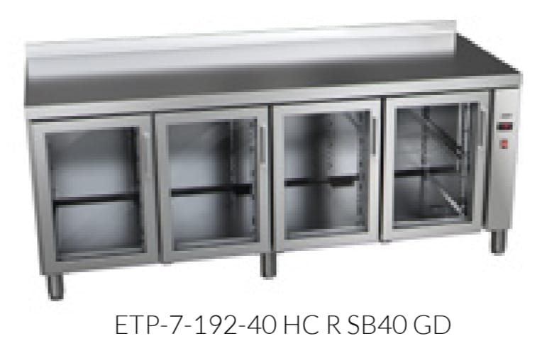 Stół chłodniczy 4-drzwiowy ze szklanymi drzwiami bez agregatu Essenzial Line GN 1/1