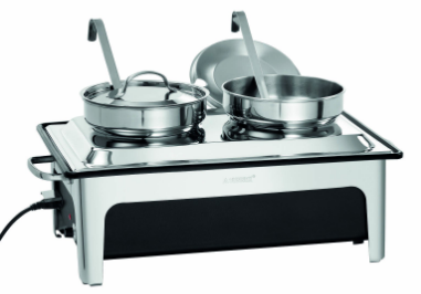 Podgrzewacz elektryczny do zup z kociołkami 2×4 l
