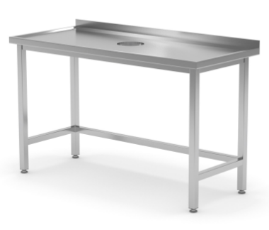 Stół przyścienny z otworem na odpadki 900x700x850 mm Stół przyścienny z otworem na odpadki 900x700x850 mm