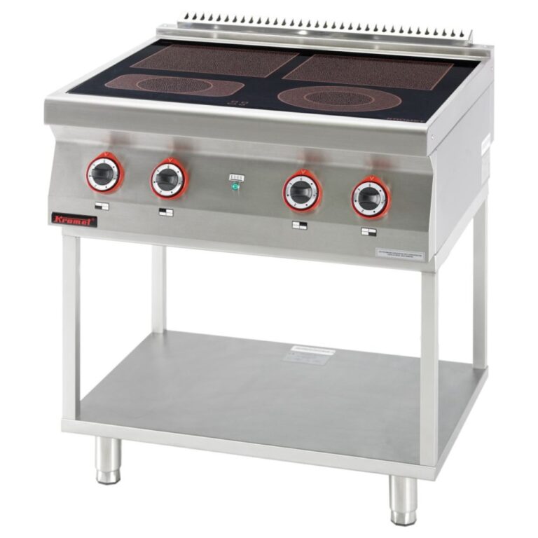 Kuchnia elektryczna ceramiczna 4-polowa 2 x 4 kW + 2 x 2.1 kW na podstawie szkieletowej | Linia 700