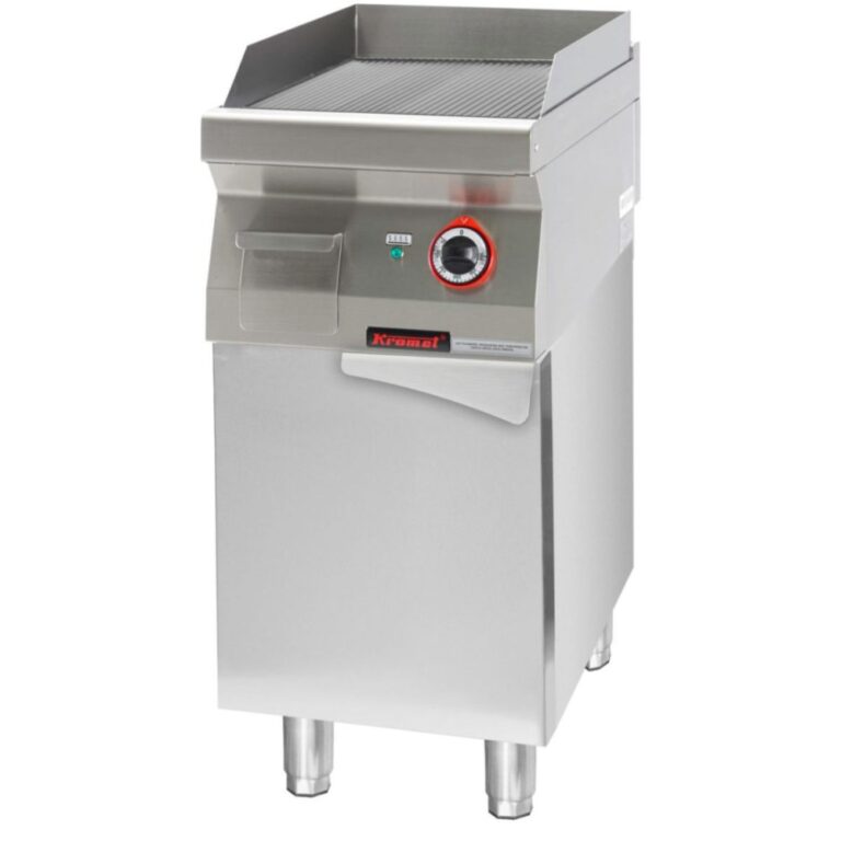 Płyta grillowa gazowa na podstawie szafkowej zamkniętej ryflowana chromowana 400 mm | Linia 700