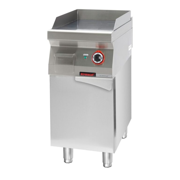 Płyta grillowa elektryczna na podstawie szafkowej zamkniętej gładka chromowana 400 mm | Linia 700