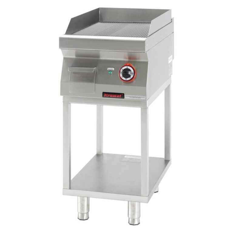 Płyta grillowa elektryczna na podstawie szkieletowej ryflowana chromowana 400 mm | Linia 700