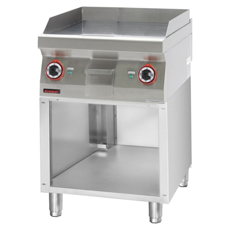 Płyta grillowa elektryczna na podstawie szafkowej otwartej gładka 600 mm | Linia 700