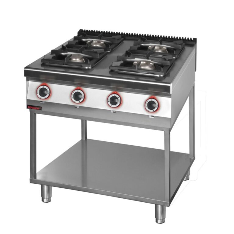 Kuchnia gazowa 4-palnikowa na podstawie szkieletowej 1 x 4.5 kW + 1 x 7.5 kW + 2 x 9.0 kW | Linia 900