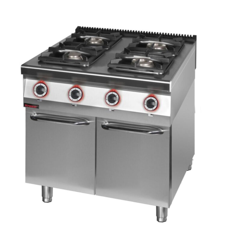 Kuchnia gazowa 4-palnikowa na podstawie szafkowej zamkniętej 1 x 4.5 kW + 1 x 7.5 kW + 2 x 9.0 kW | Linia 900